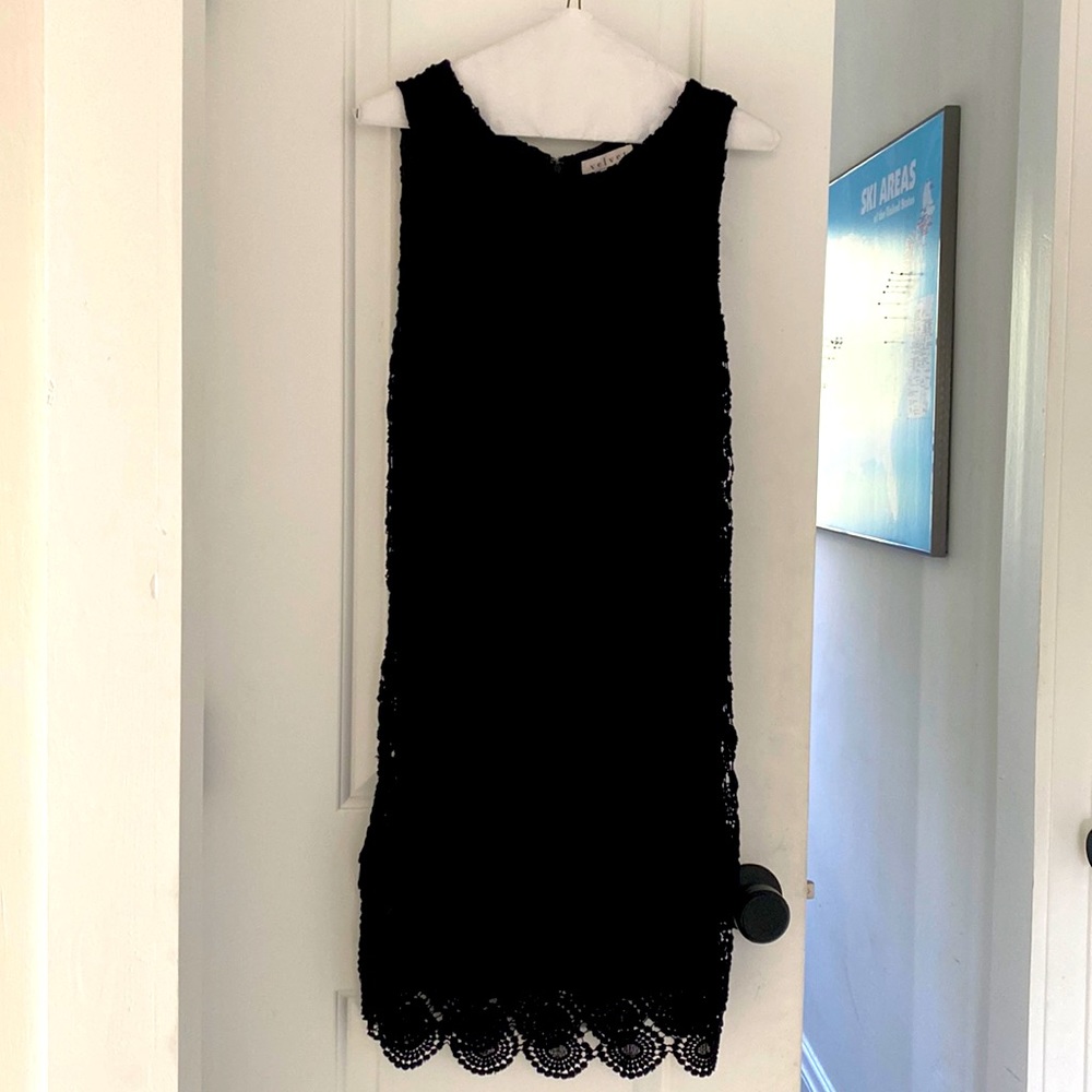 Velvet by Graham & Spencer black overlay crochet lace dress